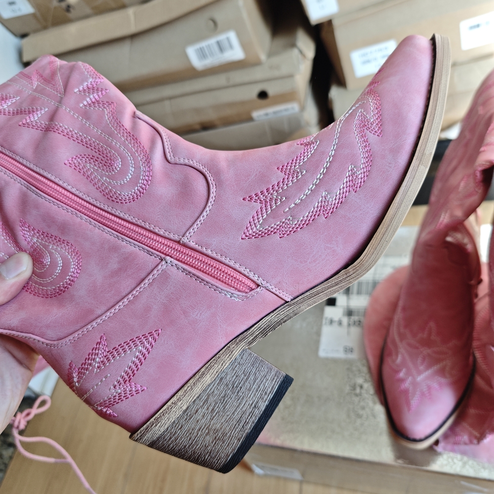 Pink Women’s Heeled Western Boots - Picture 4 of 5